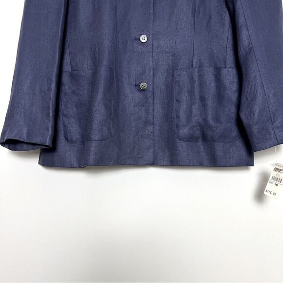 Vintage NEW Talbots Slate Blue 100% Irish Linen 5 Button Blazer Size 10 - Picture 5 of 9